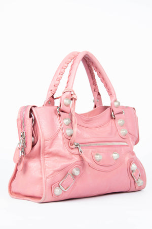 2000s Balenciaga Light Pink Leather City Bag Giant SHW