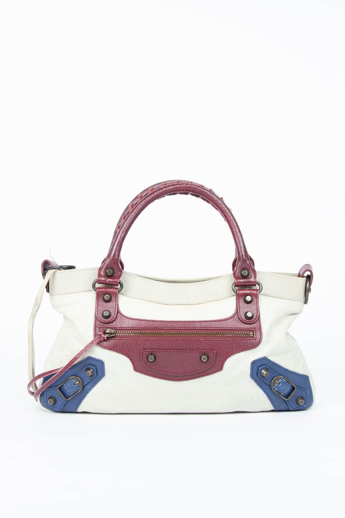 2000s Balenciaga Tri-Colour Leather First City Shoulder Bag