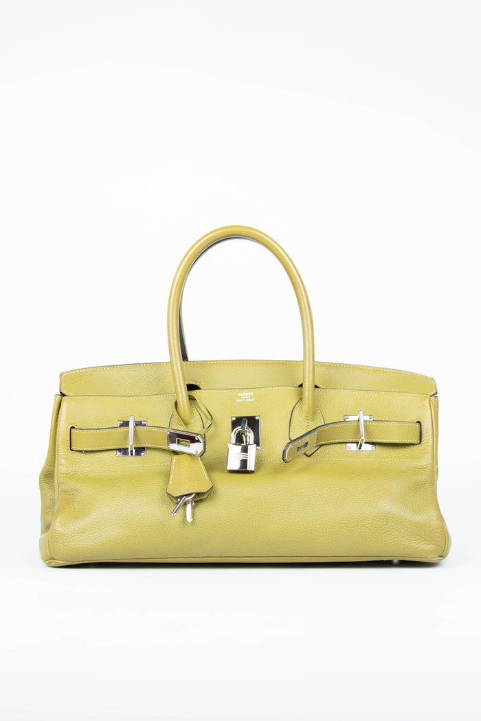 2000s Hermès Birkin JPG HAC in Vert Chartreuse Clemence Leather with SHW