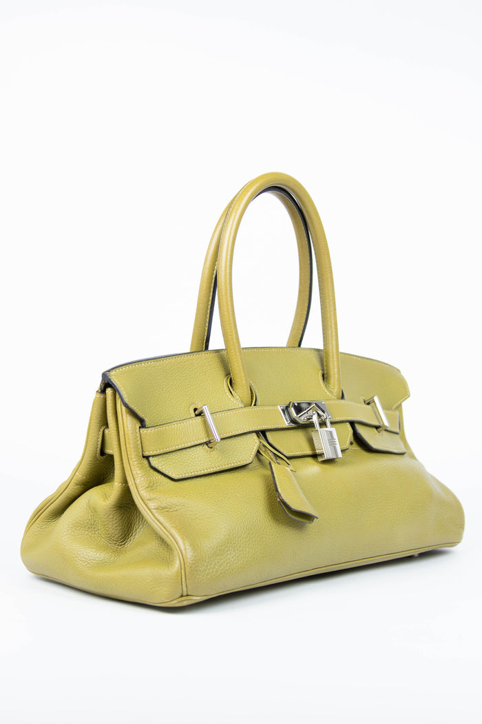 2000s Hermès Birkin JPG HAC in Vert Chartreuse Clemence Leather with SHW
