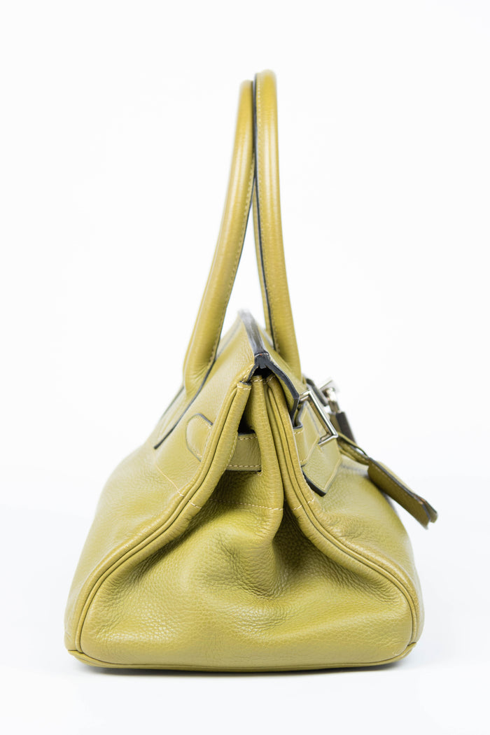 2000s Hermès Birkin JPG HAC in Vert Chartreuse Clemence Leather with SHW