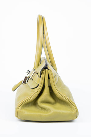 2000s Hermès Birkin JPG HAC in Vert Chartreuse Clemence Leather with SHW