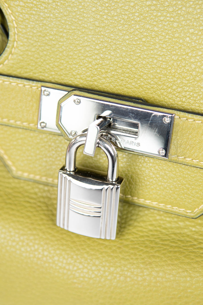 2000s Hermès Birkin JPG HAC in Vert Chartreuse Clemence Leather with SHW