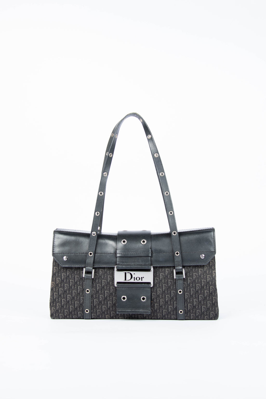 Vintage Christian Dior Columbus Black Monogram Shoulder Bag