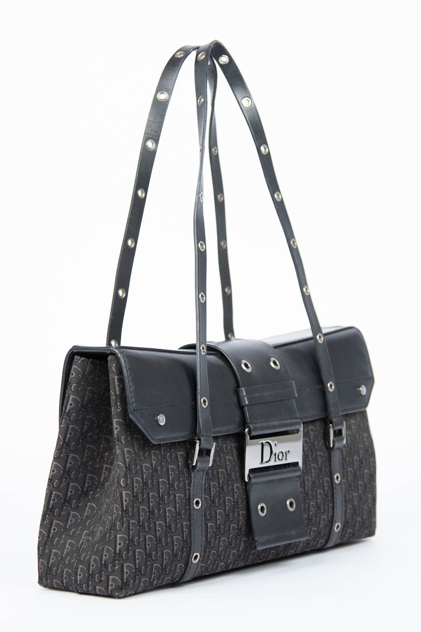 Vintage Christian Dior Columbus Black Monogram Shoulder Bag