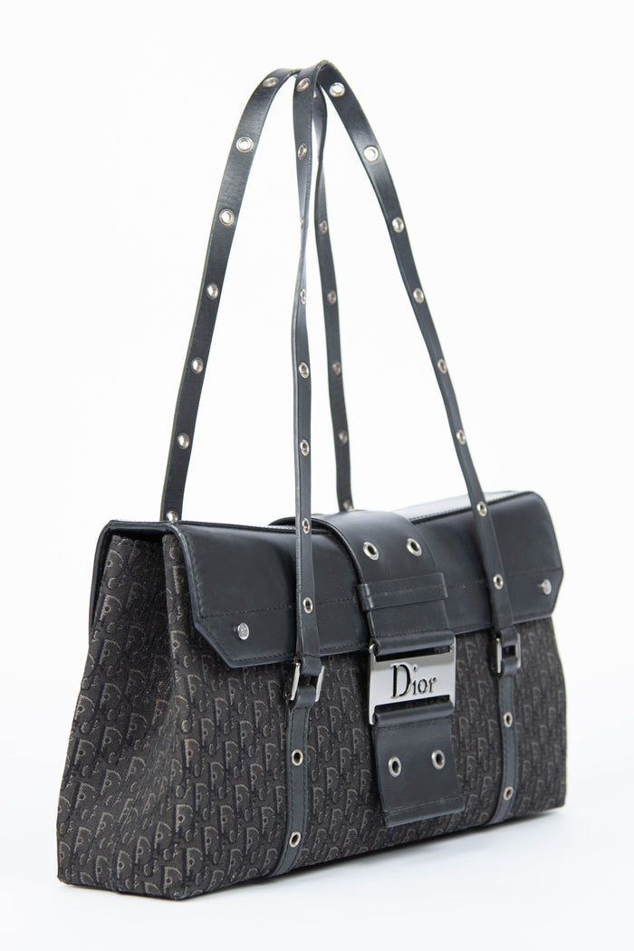 Vintage Christian Dior Columbus Black Monogram Shoulder Bag