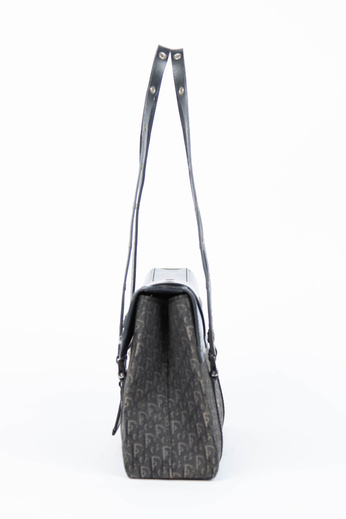 Vintage Christian Dior Columbus Black Monogram Shoulder Bag