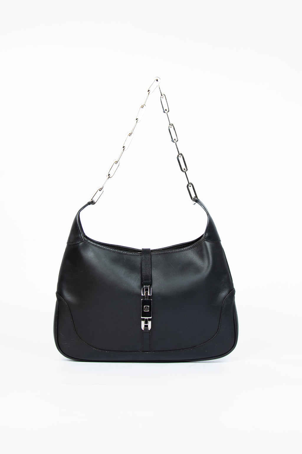 2000s Gucci Black Leather Chain Jackie Bag