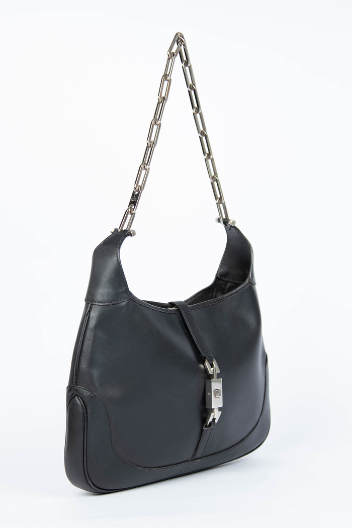 2000s Gucci Black Leather Chain Jackie Bag