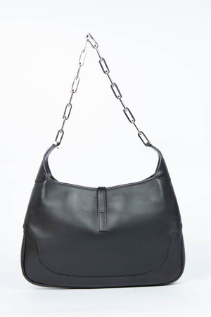 2000s Gucci Black Leather Chain Jackie Bag