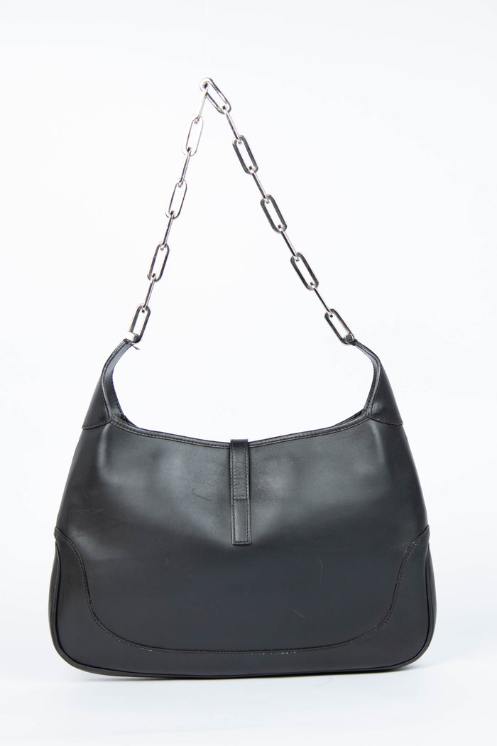 2000s Gucci Black Leather Chain Jackie Bag