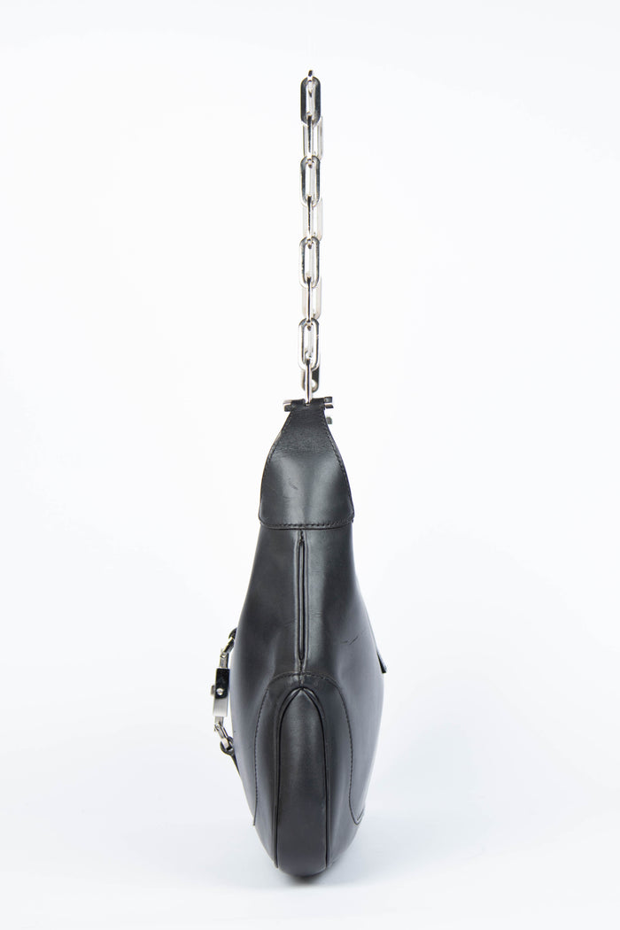 2000s Gucci Black Leather Chain Jackie Bag