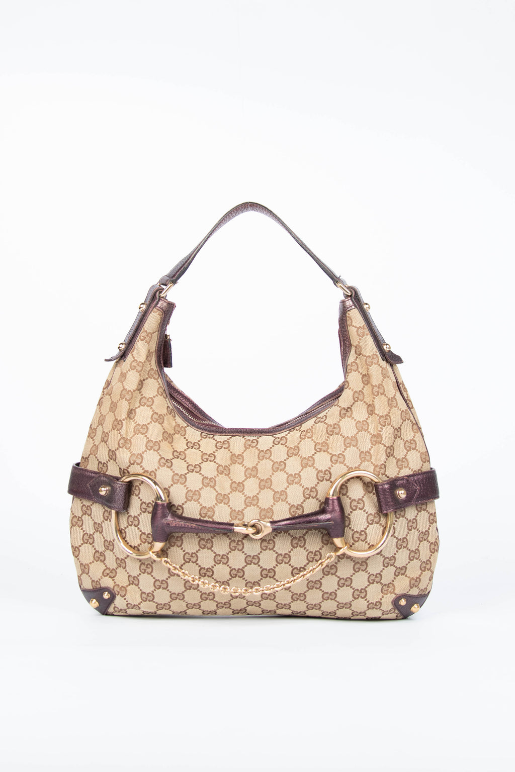 Vintage Gucci GG Monogram Horsebit Tote Bag
