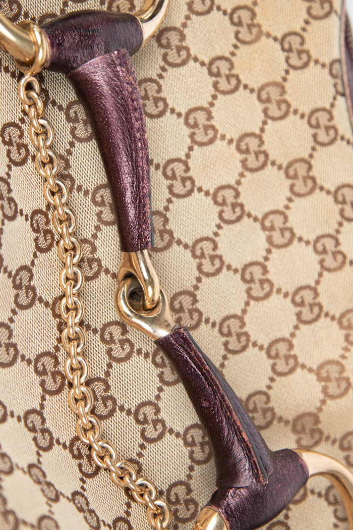 Vintage Gucci GG Monogram Horsebit Tote Bag