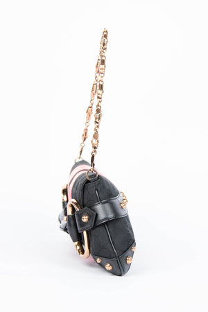 RARE Vintage Gucci GG Black Monogram Large Horsebit Shoulder Bag