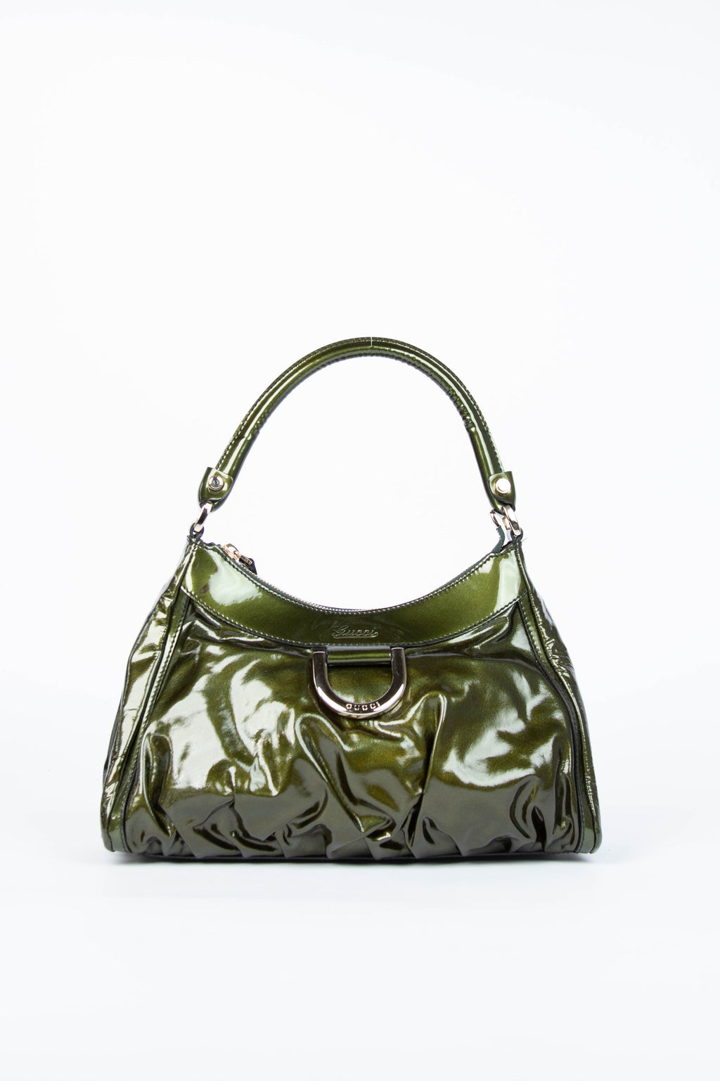 2000s Gucci Patent Green Leather Abbey Shoulder Bag