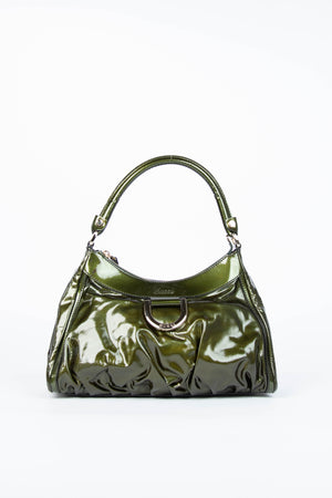 2000s Gucci Patent Green Leather Abbey Shoulder Bag