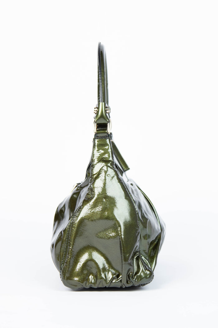 2000s Gucci Patent Green Leather Abbey Shoulder Bag