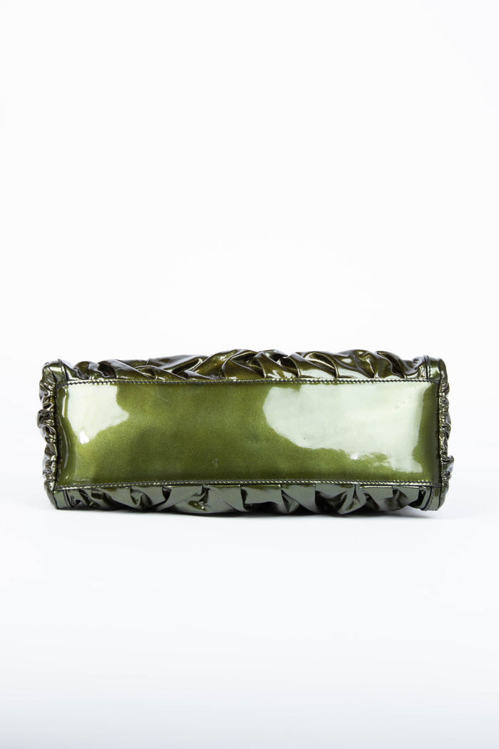 2000s Gucci Patent Green Leather Abbey Shoulder Bag