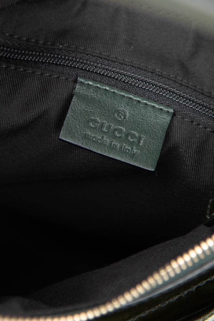 2000s Gucci Patent Green Leather Abbey Shoulder Bag