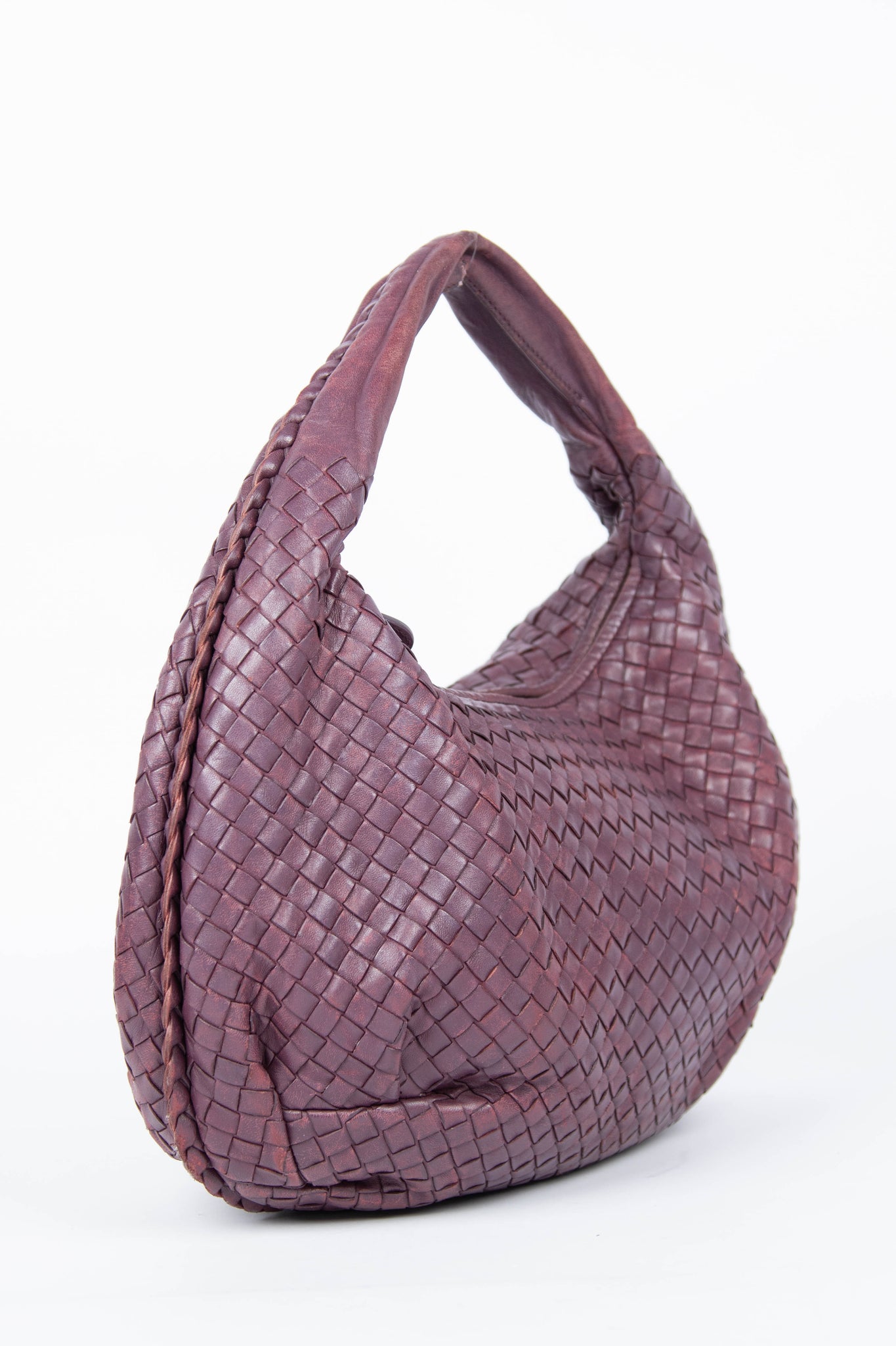 Vintage Bottega Veneta Deep Purple Intrecciato Pleated Shoulder Bag