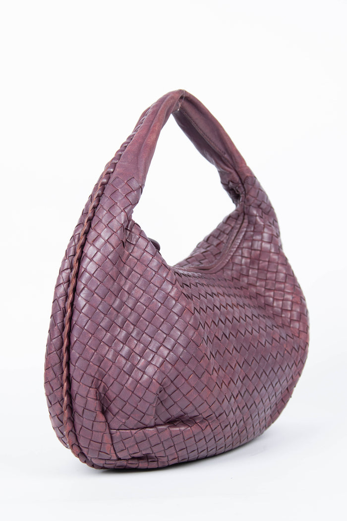 Vintage Bottega Veneta Deep Purple Intrecciato Pleated Shoulder Bag