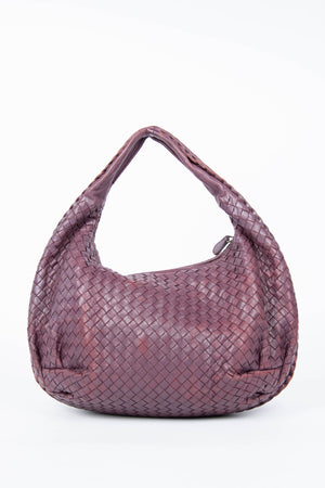 Vintage Bottega Veneta Deep Purple Intrecciato Pleated Shoulder Bag