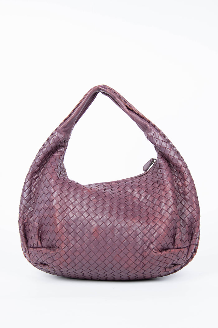 Vintage Bottega Veneta Deep Purple Intrecciato Pleated Shoulder Bag