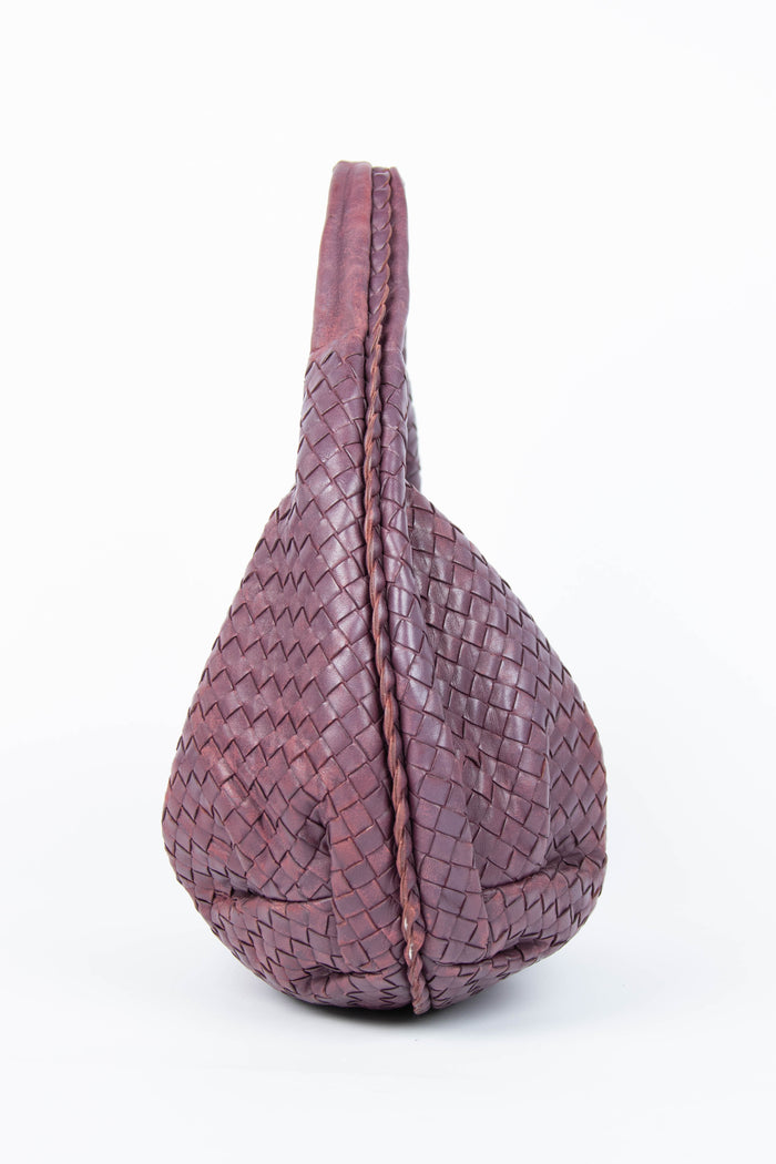Vintage Bottega Veneta Deep Purple Intrecciato Pleated Shoulder Bag