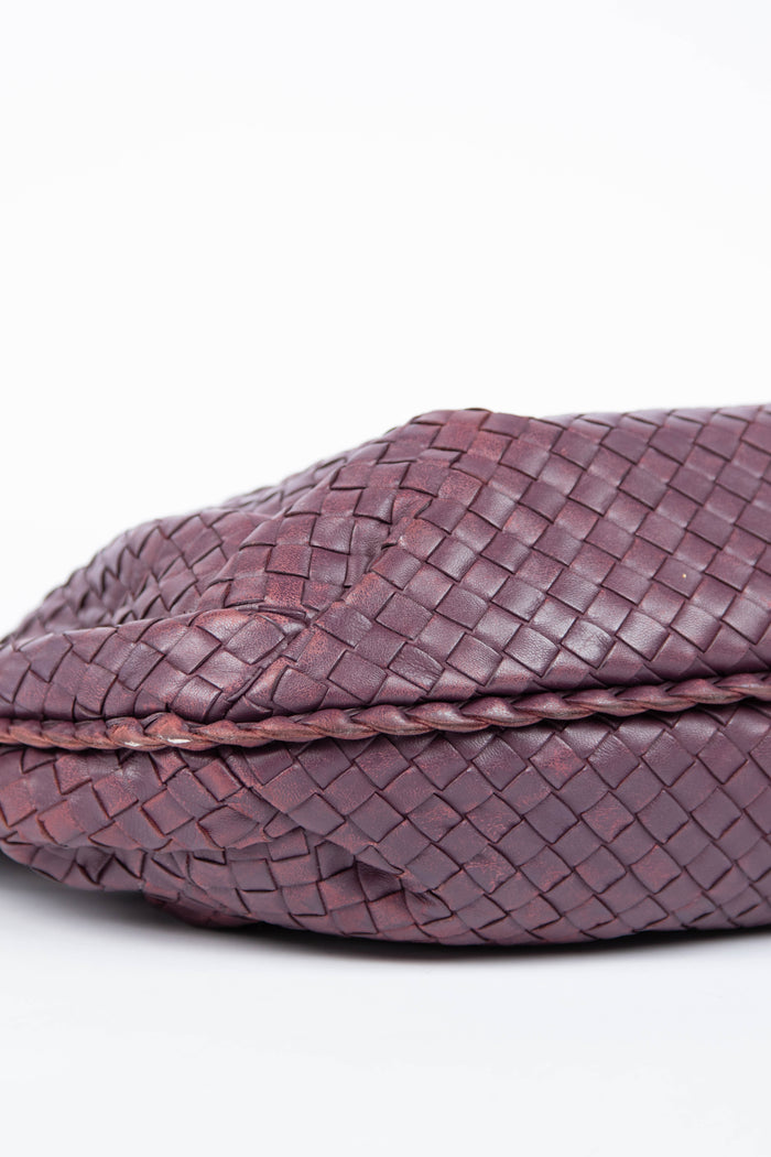 Vintage Bottega Veneta Deep Purple Intrecciato Pleated Shoulder Bag