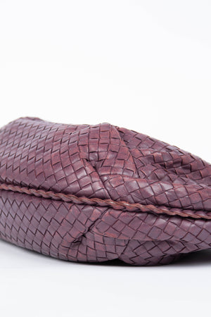 Vintage Bottega Veneta Deep Purple Intrecciato Pleated Shoulder Bag