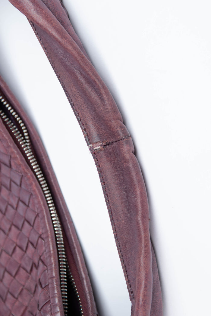 Vintage Bottega Veneta Deep Purple Intrecciato Pleated Shoulder Bag