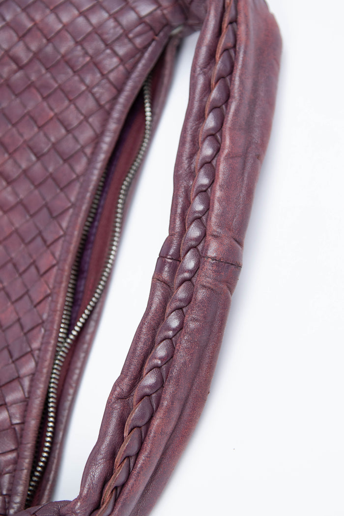 Vintage Bottega Veneta Deep Purple Intrecciato Pleated Shoulder Bag
