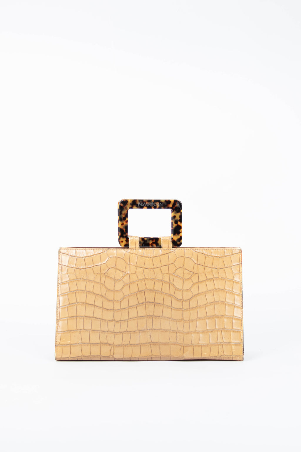 Vintage Yves Saint Laurent Croc Embossed Top Handle Bag