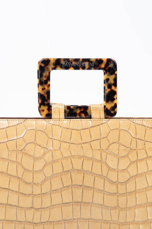Vintage Yves Saint Laurent Croc Embossed Top Handle Bag