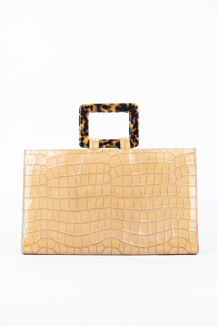 Vintage Yves Saint Laurent Croc Embossed Top Handle Bag