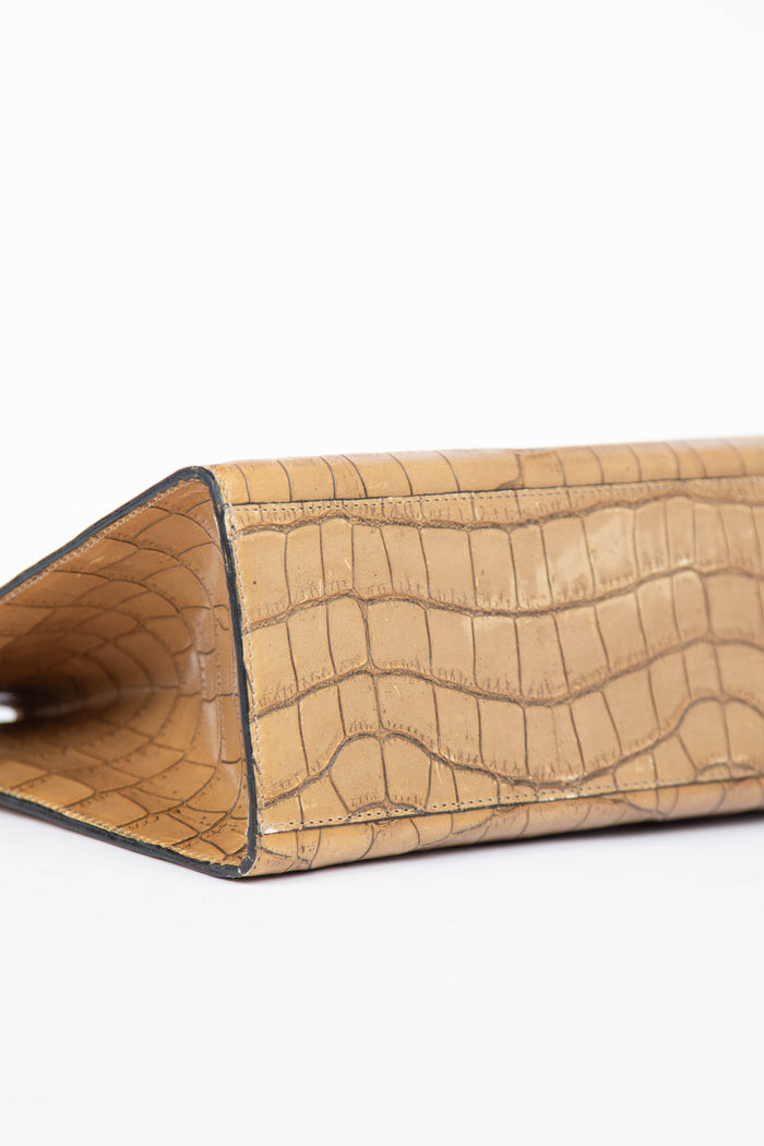 Vintage Yves Saint Laurent Croc Embossed Top Handle Bag
