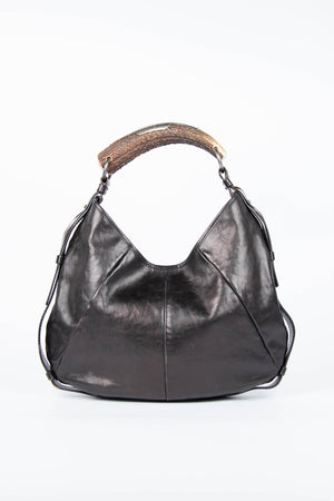 Vintage Yves Saint Laurent Pearlescent Brown Leather Mombasa Shoulder Bag