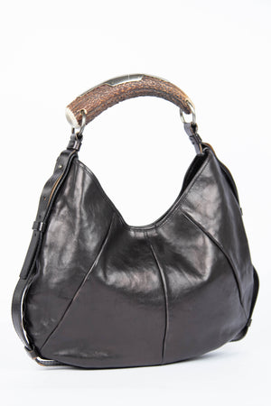 Vintage Yves Saint Laurent Pearlescent Brown Leather Mombasa Shoulder Bag