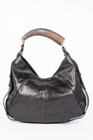 Vintage Yves Saint Laurent Pearlescent Brown Leather Mombasa Shoulder Bag