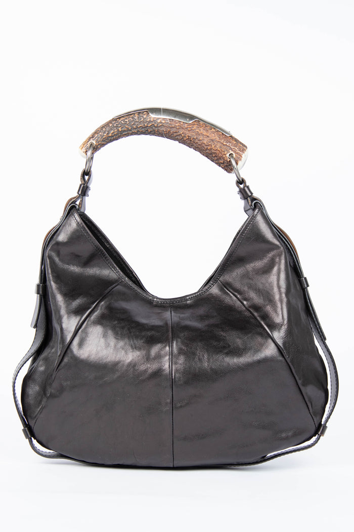 Vintage Yves Saint Laurent Pearlescent Brown Leather Mombasa Shoulder Bag