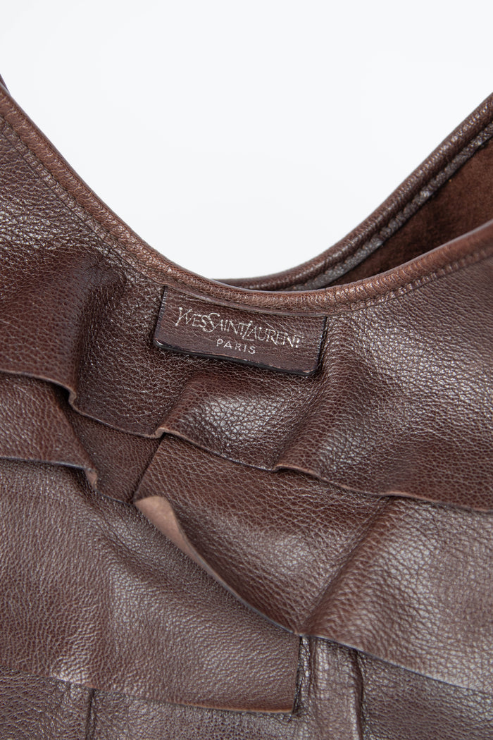 Vintage Yves Saint Laurent Brown Leather Layered Mombasa Shoulder Bag