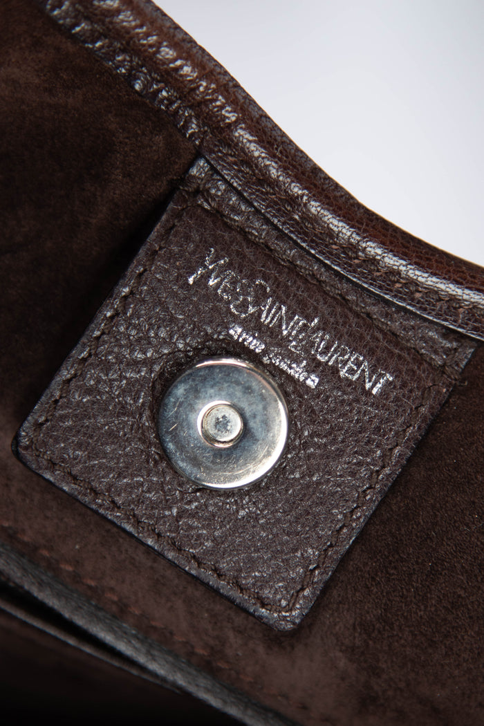 Vintage Yves Saint Laurent Brown Leather Layered Mombasa Shoulder Bag