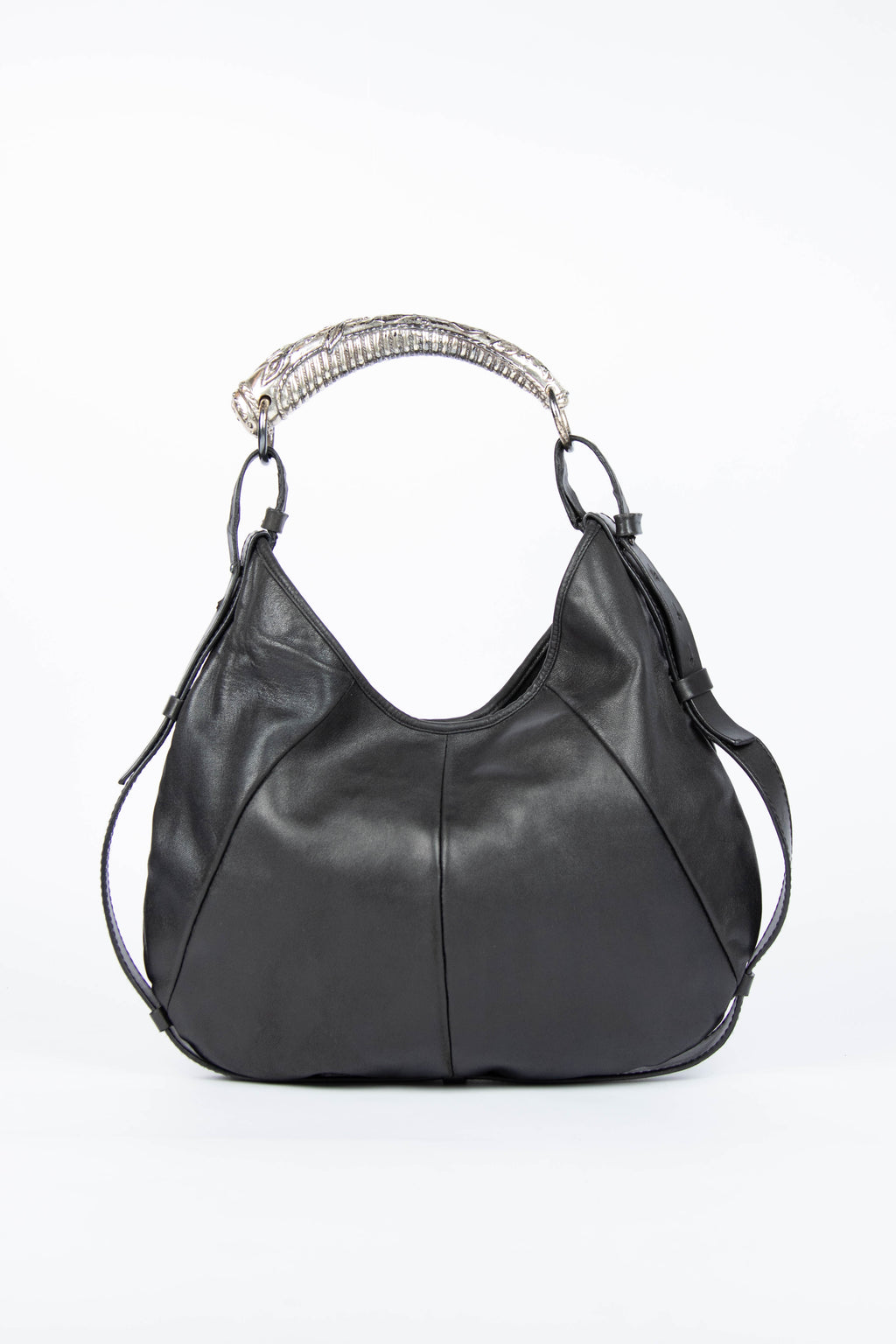 Vintage Yves Saint Laurent Black Leather Mombasa Shoulder Bag