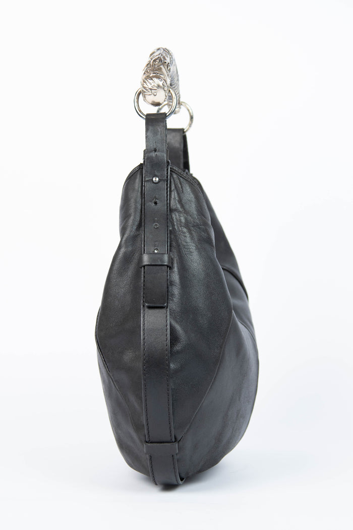 Vintage Yves Saint Laurent Black Leather Mombasa Shoulder Bag