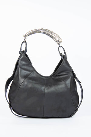 Vintage Yves Saint Laurent Black Leather Mombasa Shoulder Bag