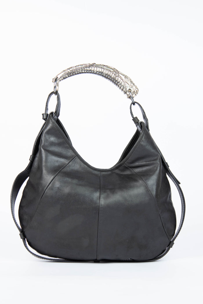 Vintage Yves Saint Laurent Black Leather Mombasa Shoulder Bag