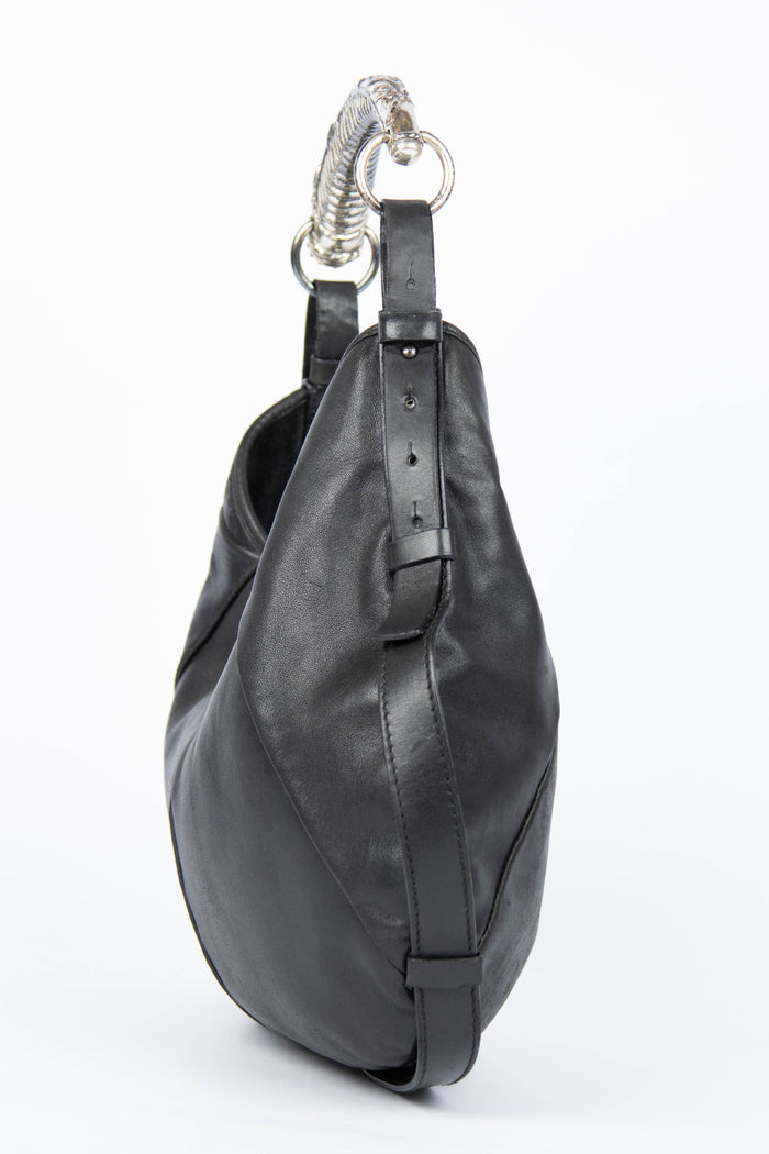 Vintage Yves Saint Laurent Black Leather Mombasa Shoulder Bag
