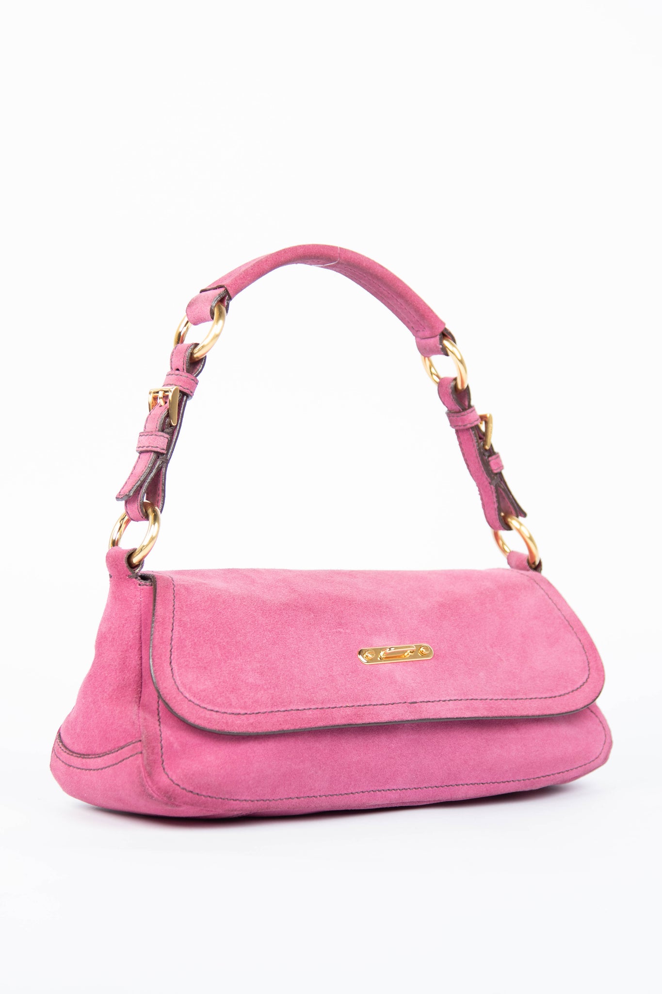 Vintage Prada Pink Suede Shoulder Bag