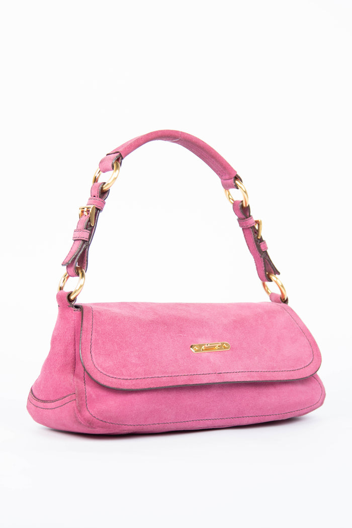Vintage Prada Pink Suede Shoulder Bag